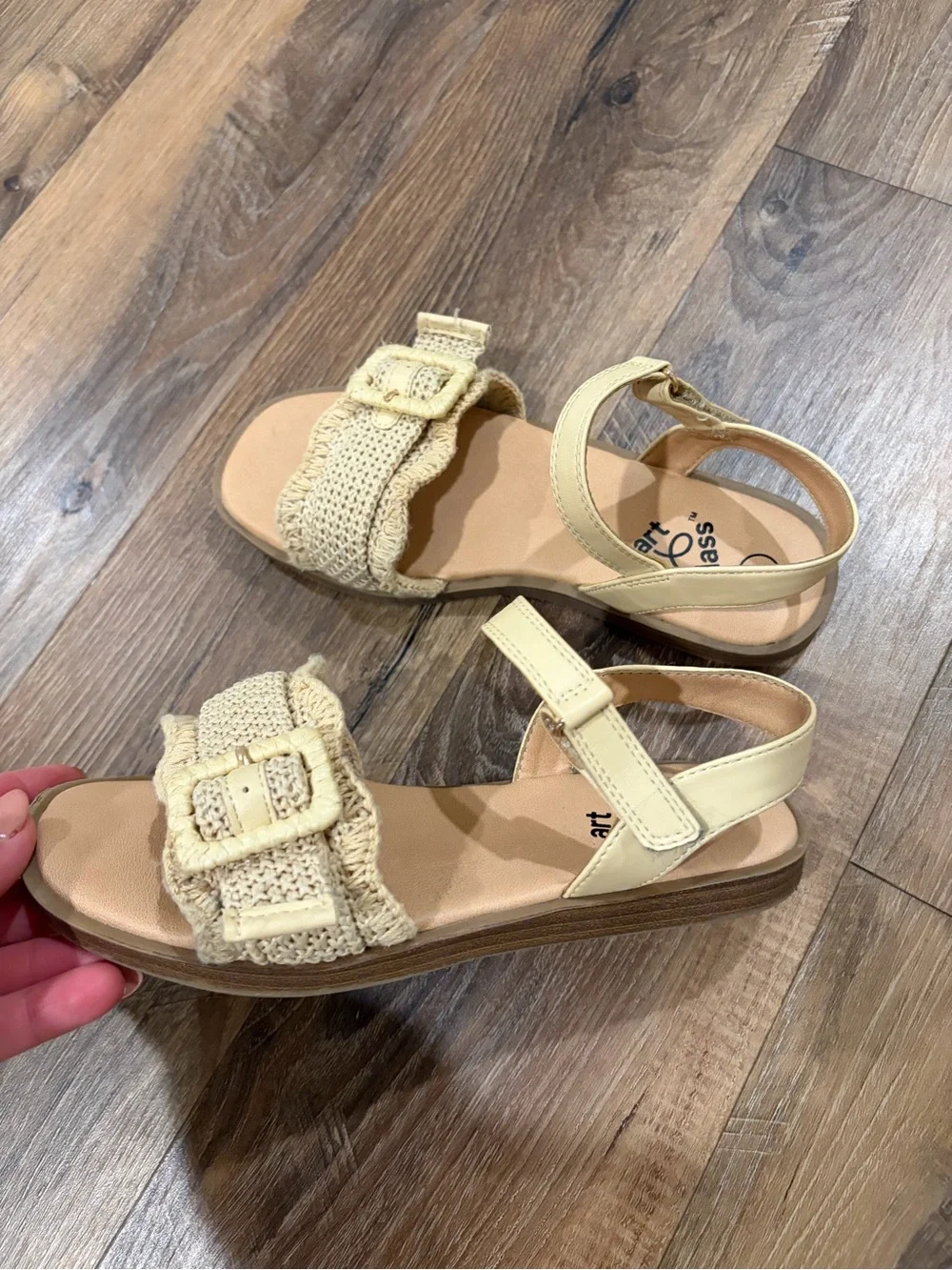 art class Beige Braided Buckle Sandals for Kids